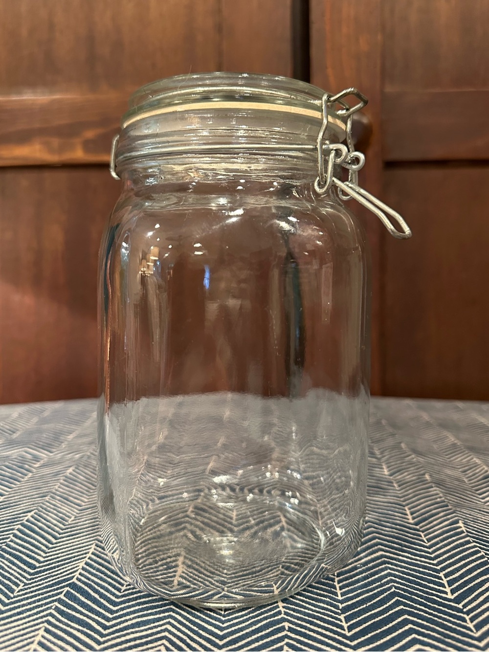 Large, Vintage glass jar • metal clasp with rubber, air tight seal